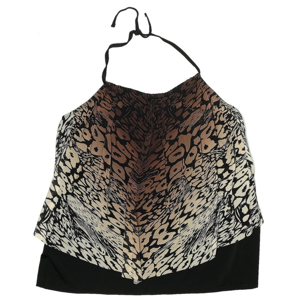 Swimsuits For All Womens Tankini Swim Top Plus Size 24 Black Brown Animal Print